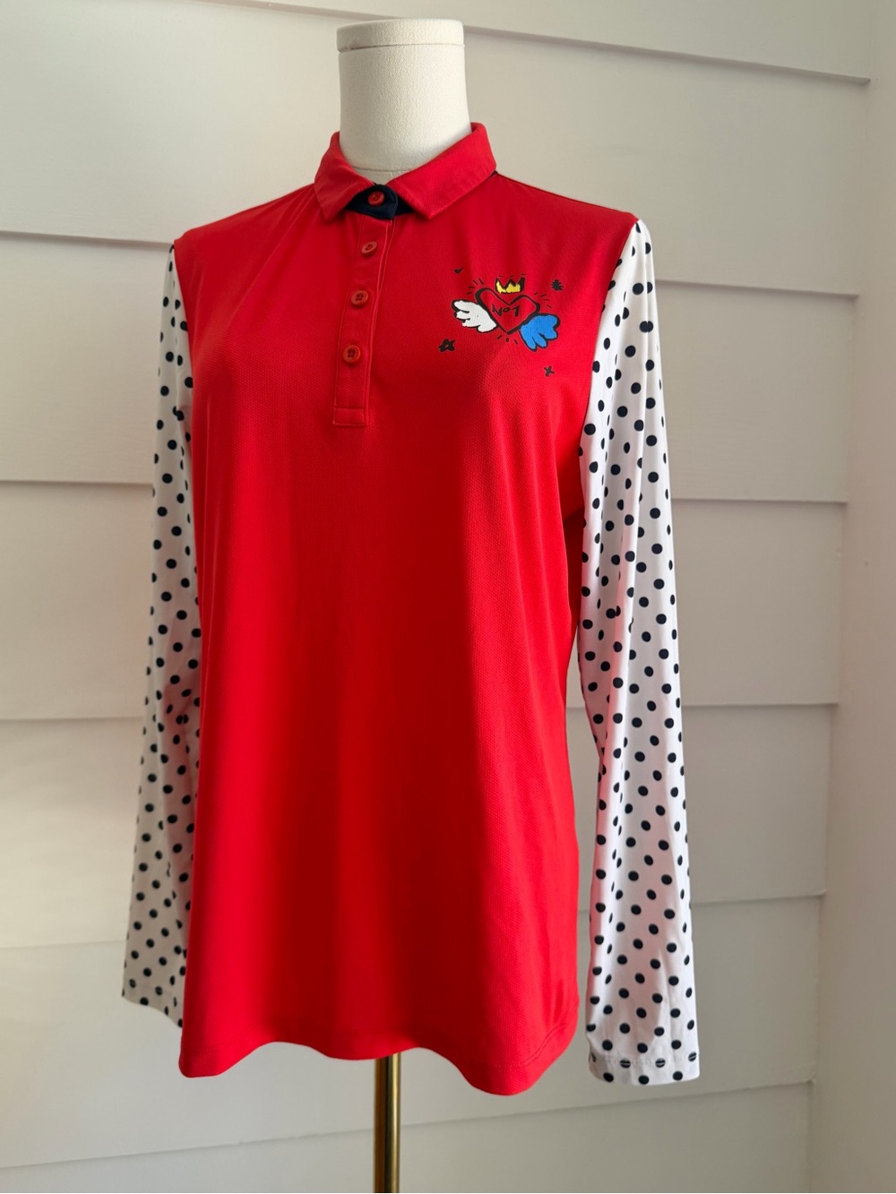 Castelbajac Sport Golf Polo Polka Dot Long Sleeve size M